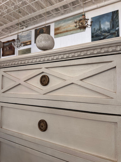 Antique Off-White Swedish Diamond Chest | Le Chateau | European Luxury Furniture in Atlanta