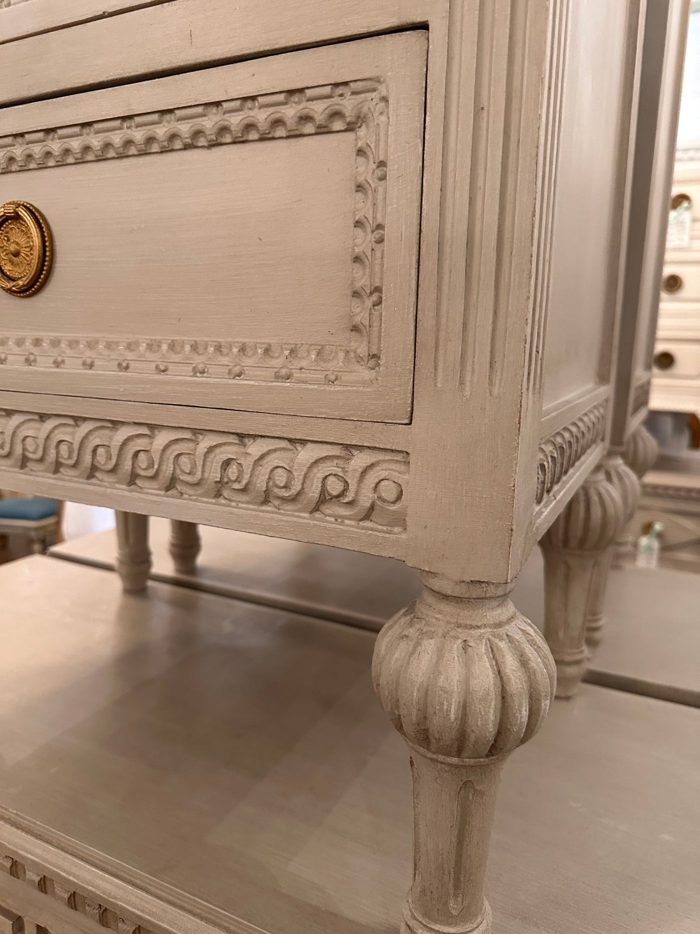 Nightstand with Rope Swirl Trim & Ballerina Legs | Le Chateau | European Luxury Furniture in Atlanta