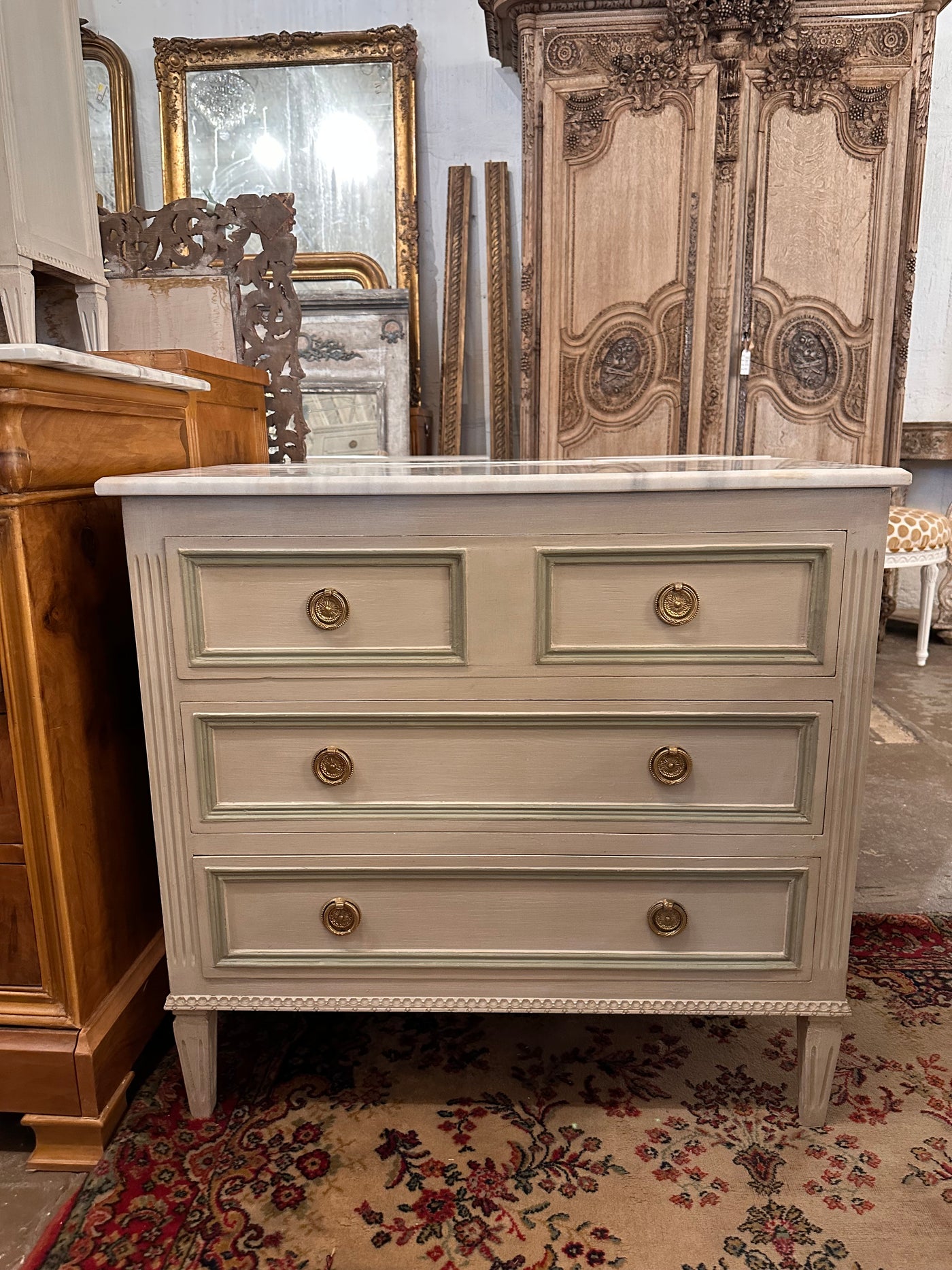 Antique Marble Top Swedish Chest | Le Chateau | European Luxury Furniture in Atlanta