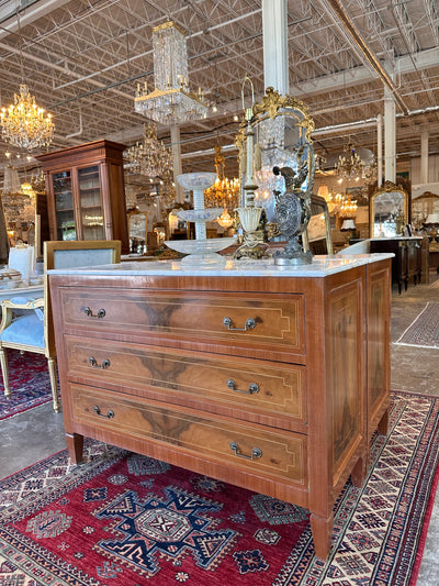 Marble Top Burl Wood Chest of Drawers