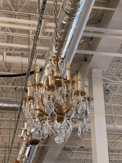 Traditional French Brass & Crystal Chandelier