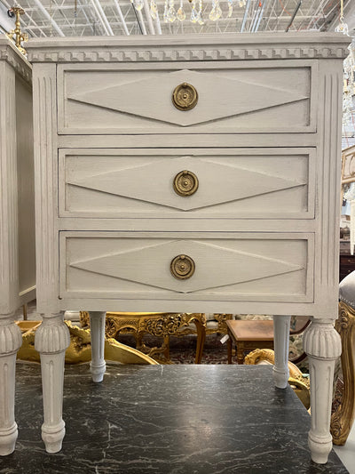 Swedish Nightstand with Carved Diamond Blocks | Le Chateau | European Luxury Furniture in Atlanta