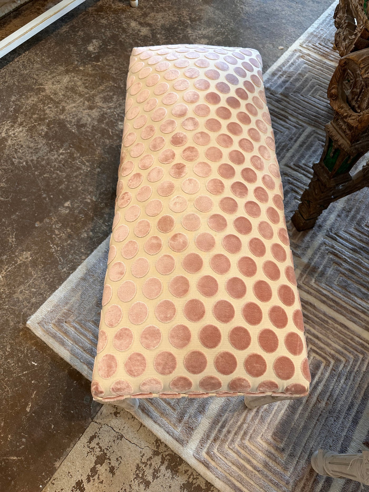 Light Pink Polka Dot Louis XVI Bench | Le Chateau | European Luxury Furniture in Atlanta