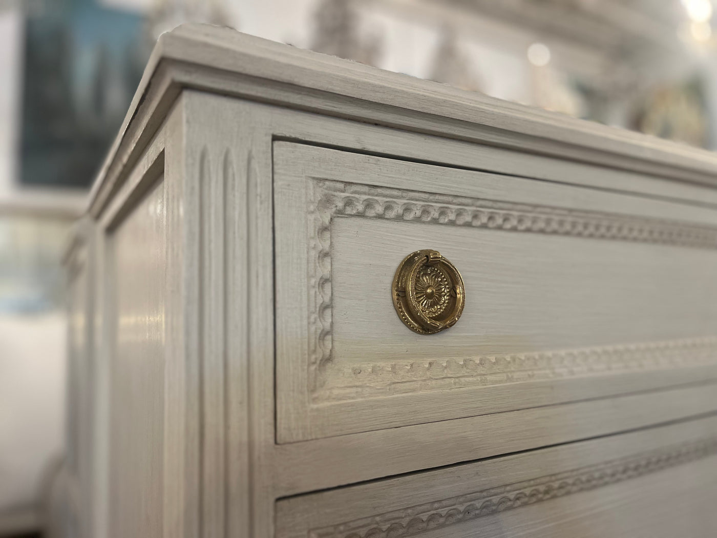 Early 1900s White 2-Drawer Swedish Nightstand | Le Chateau | European Luxury Furniture in Atlanta