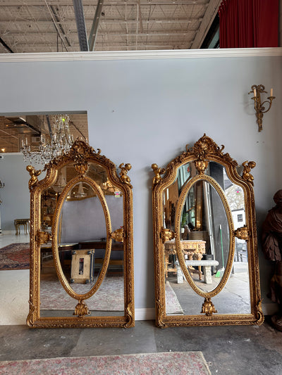 (PAIR) Louis XIV Gilt Beveled Pair of Mirrors | Le Chateau | European Luxury Furniture in Atlanta