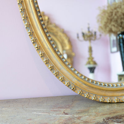 Louis XVI Gilded Oval Mirror – Ornate Carvings
