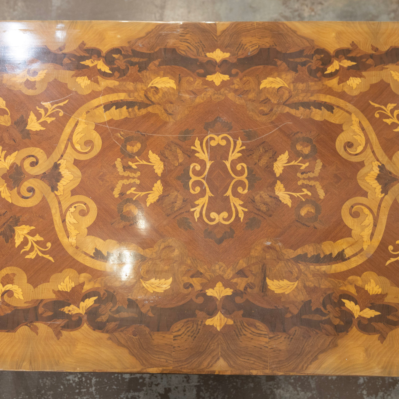 Louis XVI Lacquered Coffee Table – Bronze Mounts & Marquetry Top