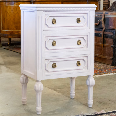 Swedish Pink Nightstand – Ornate Trim & Ballerina Legs