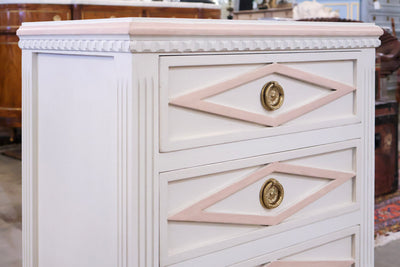 Swedish 3-Drawer Nightstand – Pink Diamond Trim & Ballerina Legs