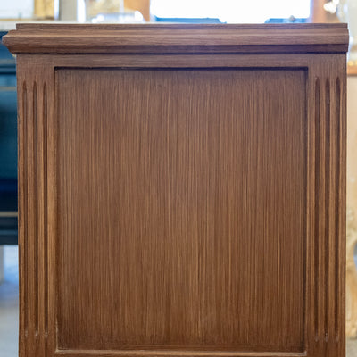 Swedish 2-Drawer Nightstand –  Brass Pulls & Tall Fluted Legs in Brown
