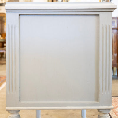 Swedish 2-Drawer Chest – Reeded Drawer & Tall Rounded Fluted Legs in Soft Blue