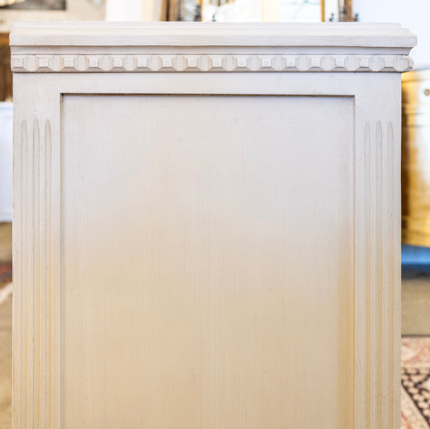 Swedish 3-Drawer Dresser – Multi-Parted Reeded Drawers & Brass Pulls in White