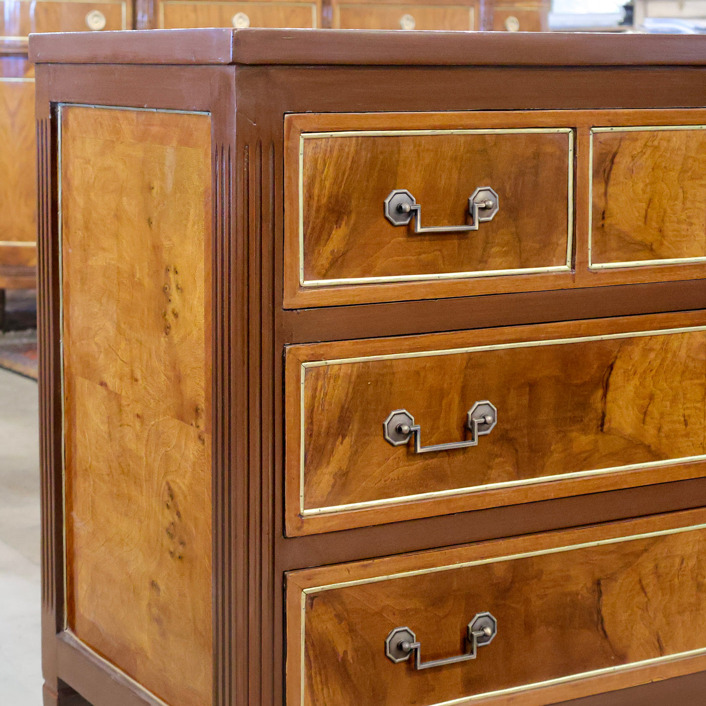 Louis XVI Burl Wood Chest w/ Straight Top & Flat Pulls (42" Wide)