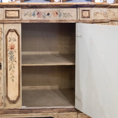 Italian Hand-Painted Soft Green Floral Sideboard
