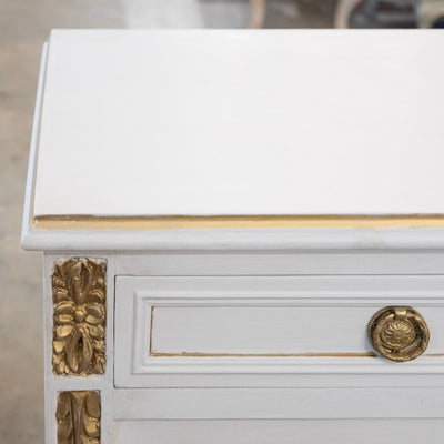 Swedish White Painted Sideboard with Gold Accents