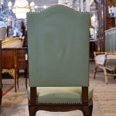 Louis XV Dining Chair – Original Green Leather Upholstery