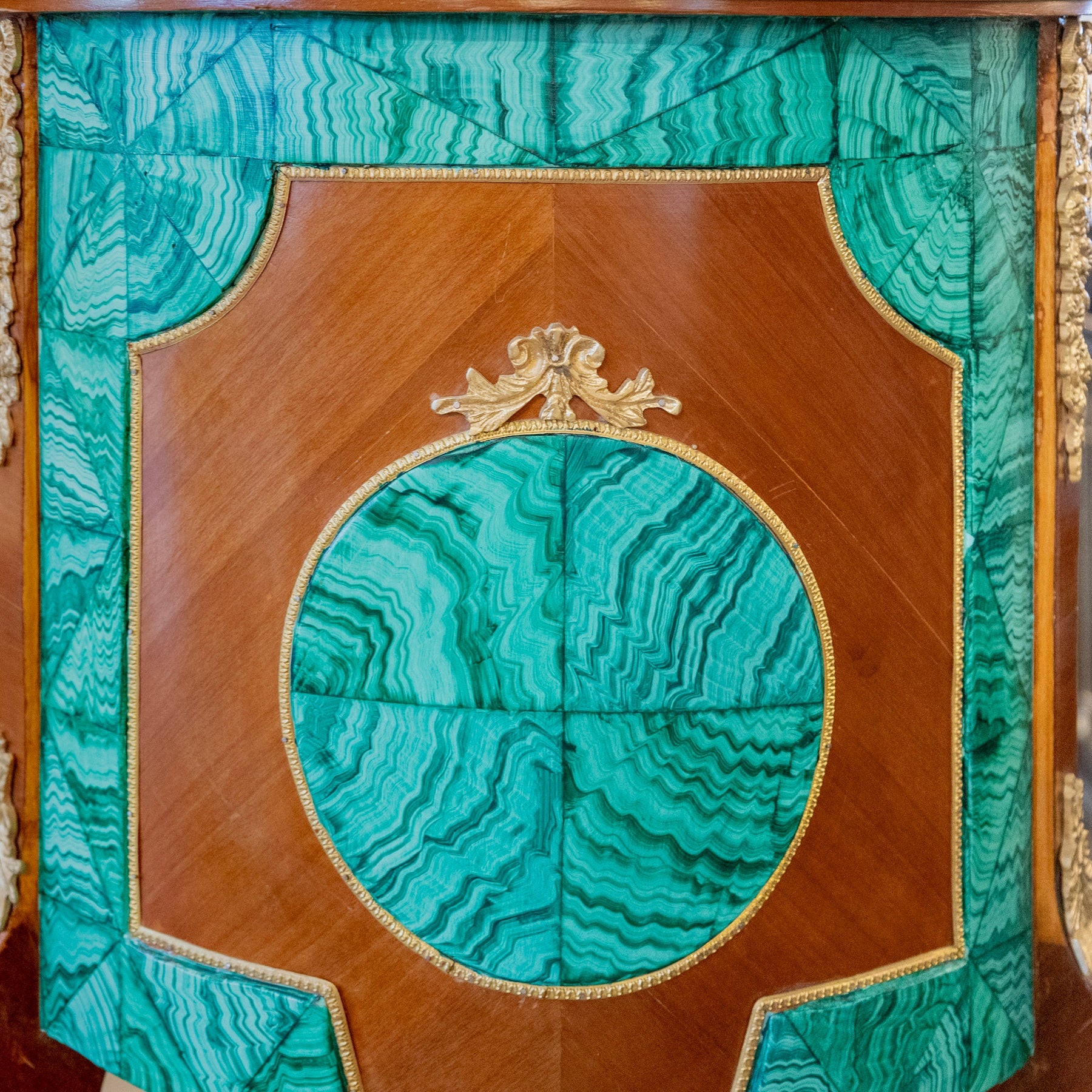 Ornate French Malachite Inlay Pedestal Plant Stand – Gilded Bronze Mou ...