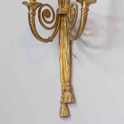 Pair of Louis XVI Brass Wall Sconces – Tassel Detailing & Rope Trim
