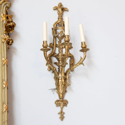 Pair of Rococo Gilded Wall Sconces - Cage Frame in Antique Gold - Wired Sconces | Le Chateau (Atlanta, GA) • 1