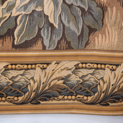 Antique French Flemish Nature Landscape Tapestry – Oversized Handwoven Wall Art