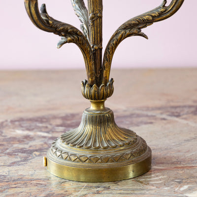 Pair of Bronze Candelabras – Fluted Columns & Acanthus Arms