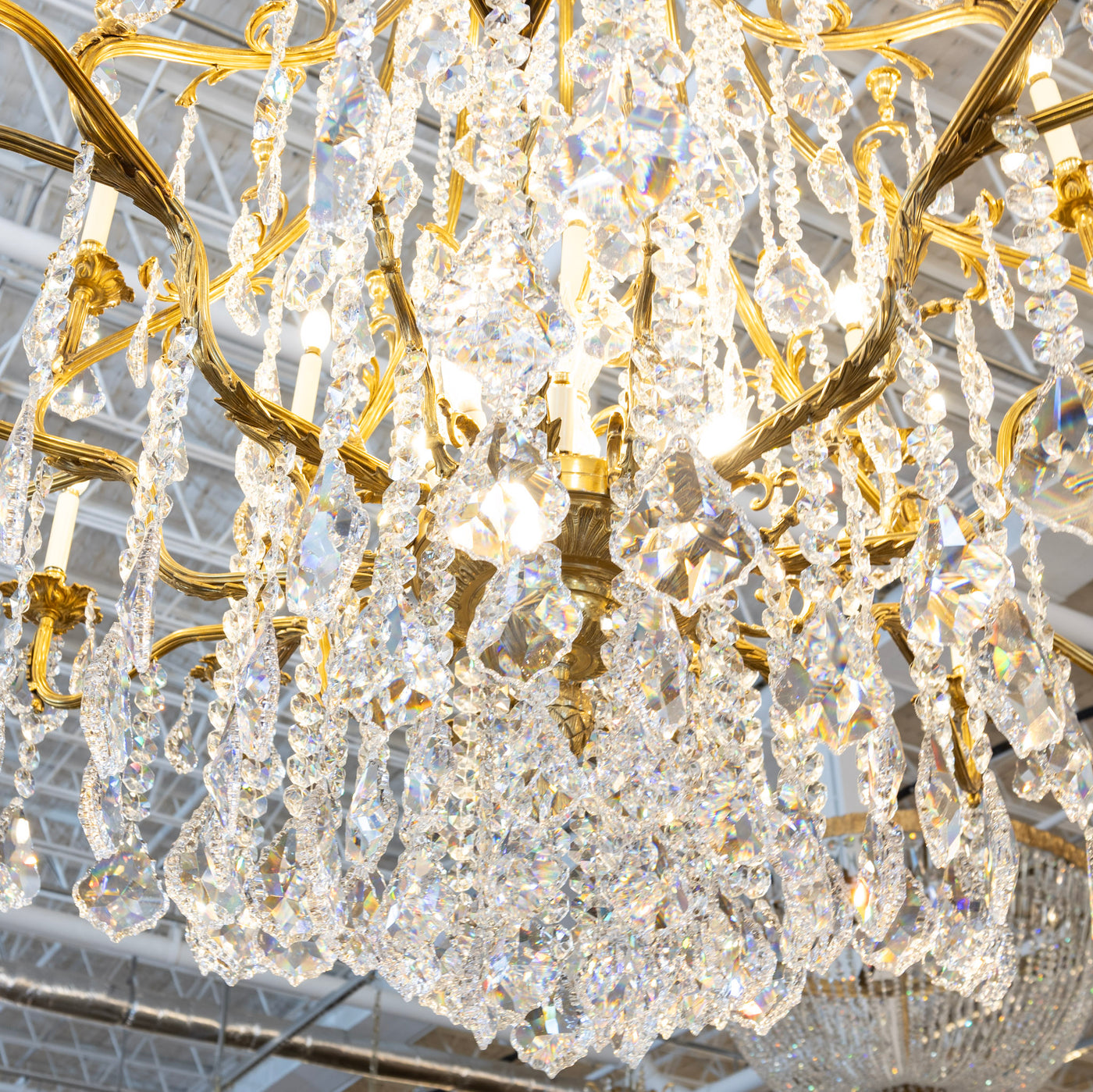 Grand French Empire Chandelier – 24k Gold Leaf & Swarovski Crystals