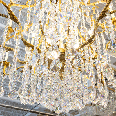 Grand French Empire Chandelier – 24k Gold Leaf & Swarovski Crystals