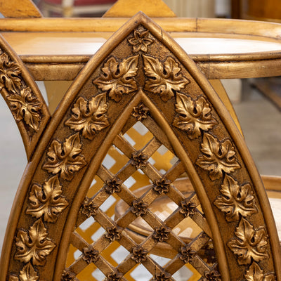 Gilded Italian Bar Cart – Carved Leaf Motifs & Lattice Paneling