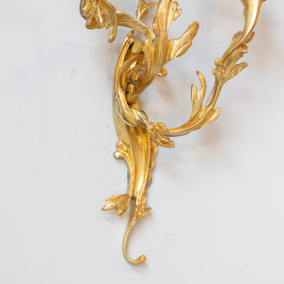 Louis XV Gilded Sconce – Bright Gold with Leaf Carved Frame - Wired Sconces | Le Chateau (Atlanta, GA) • 6