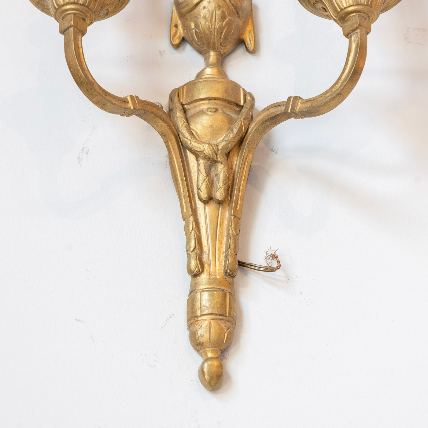 Louis XVI Brass Two-Arm Wall Sconce – Urn & Drapery Motif