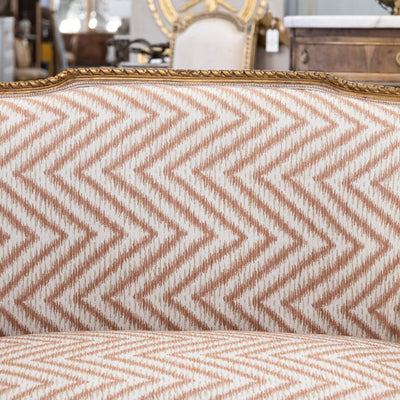 Louis XVI Gilded Settee – Pink Chevron Upholstery