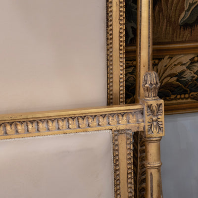 Louis XVI Gilded King Size Bed Set – Carved Frame & Posts with Cream Velvet