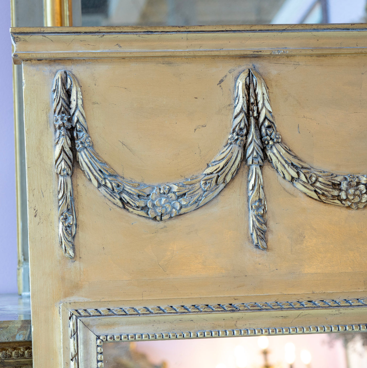Louis XVI Trumeau Mirror – Gilded Frame with Detailed Carvings
