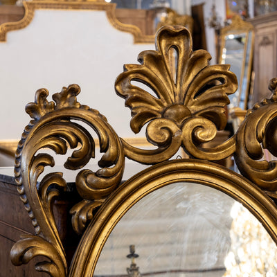 Italian Gilded Oval Mirror – Rococo Carvings