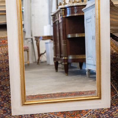 Louis XVI White Trumeau Mirror – Carved Musical Crest
