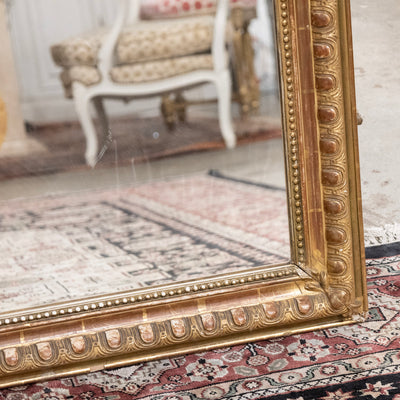 18th-Century Ornate French Gilded Mirror – Shell Crest & Carved Trim