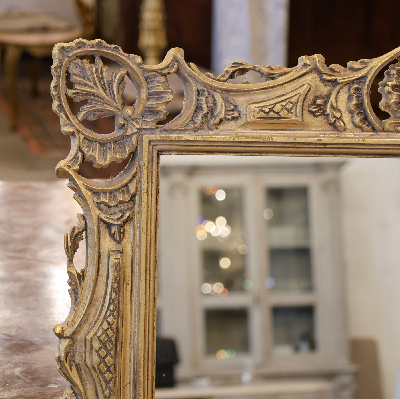 Louis XVI Gilded Frame Mirror – Ornate Leaf Frame with Lattice Pattern ...