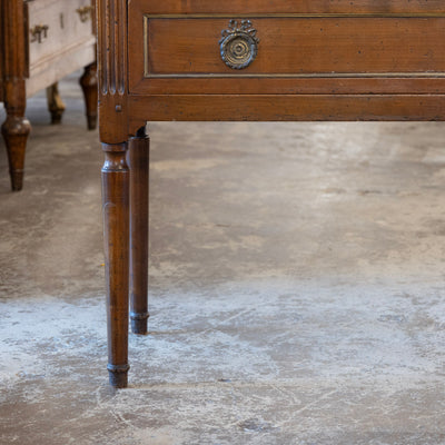 Louis XVI 3-Drawer Nightstand – Dark Brown Wood
