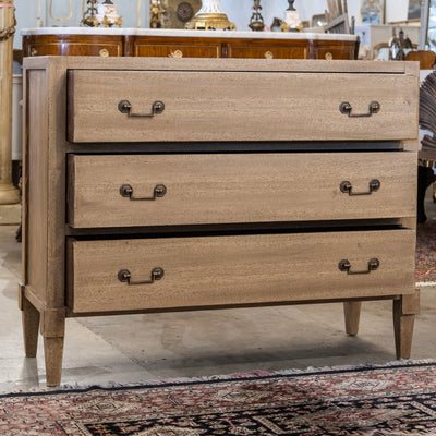 Louis XVI 3-Drawer Nightstand – Light Wood Finish & Tapered Legs