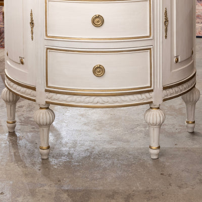 Swedish Demilune Chest – White with Gold Trim