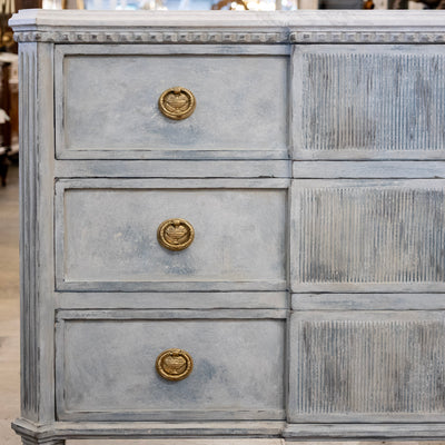 Swedish 3-Drawer Chest – Distressed Blue Finish & Faux Marble Top