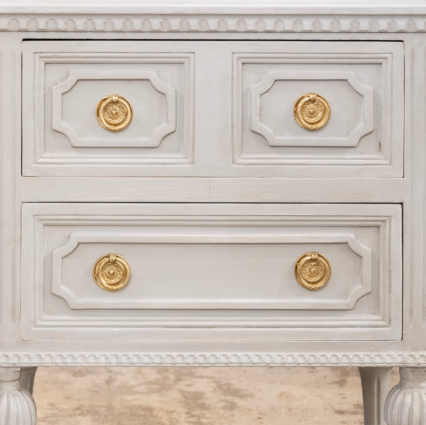 Swedish Painted 2-Drawer Short Nightstand – French Grey