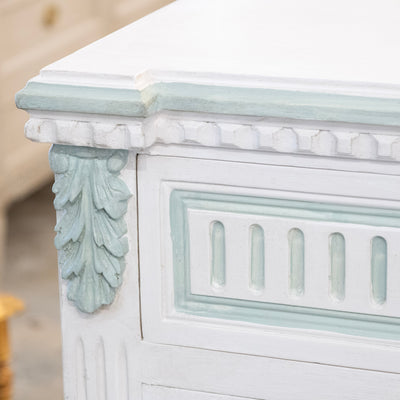 Swedish White Painted Sideboard with Blue Accents