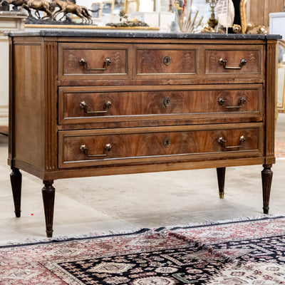 18th Century Louis XVI Dark Wood Chest – Black Marble Top