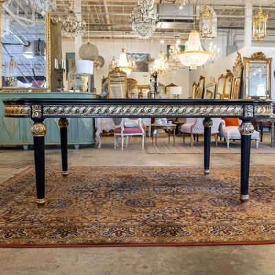 Louis XVI Dining Table – Black Lacquer with Gold Carvings