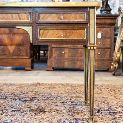 Louis XVI Desk – Burl Wood with Gold Trim