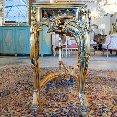 Louis XV Ornate Console Table – Detailed Gold Carvings & White Marble Top