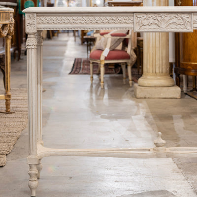 Swedish Console Table – Antique White Finish & Leaf Trim