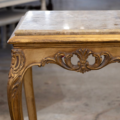 Louis XV Side Table – Gilded Carvings &  Breccia Marble Top