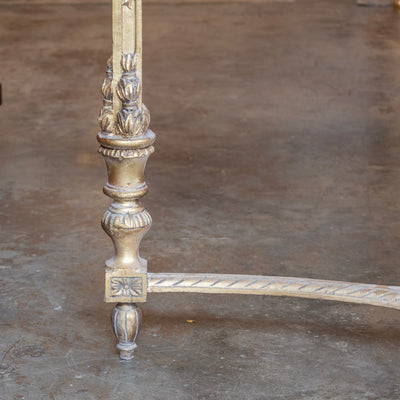 Louis XVI Ornate Gilded Console Table – Hand-Carved Florals & White Marble Top